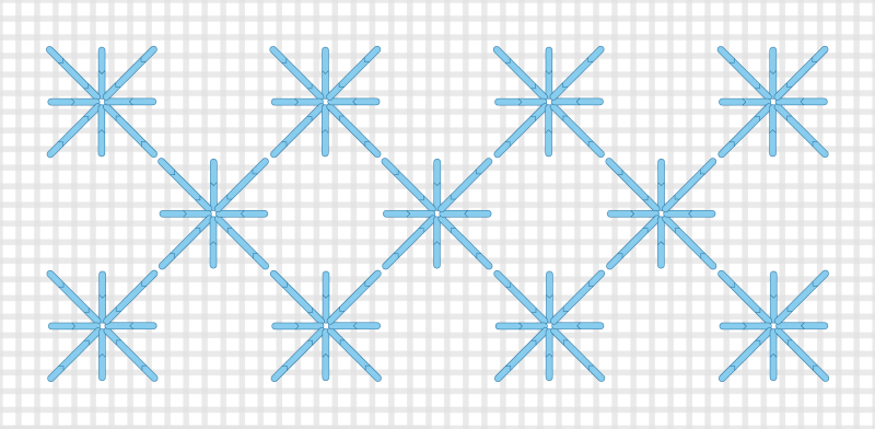 Algerian eye stitch (pulled thread) method stage 6 illustration